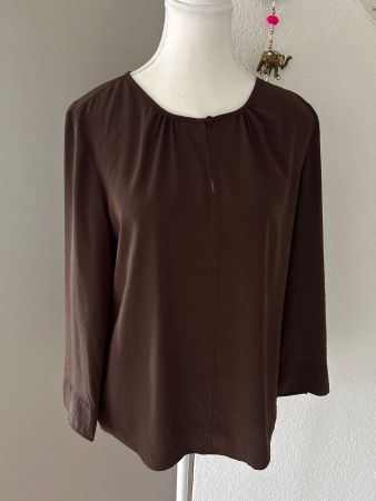 Dunkelbraunes langarm Blusenshirt von Lusa Cerano