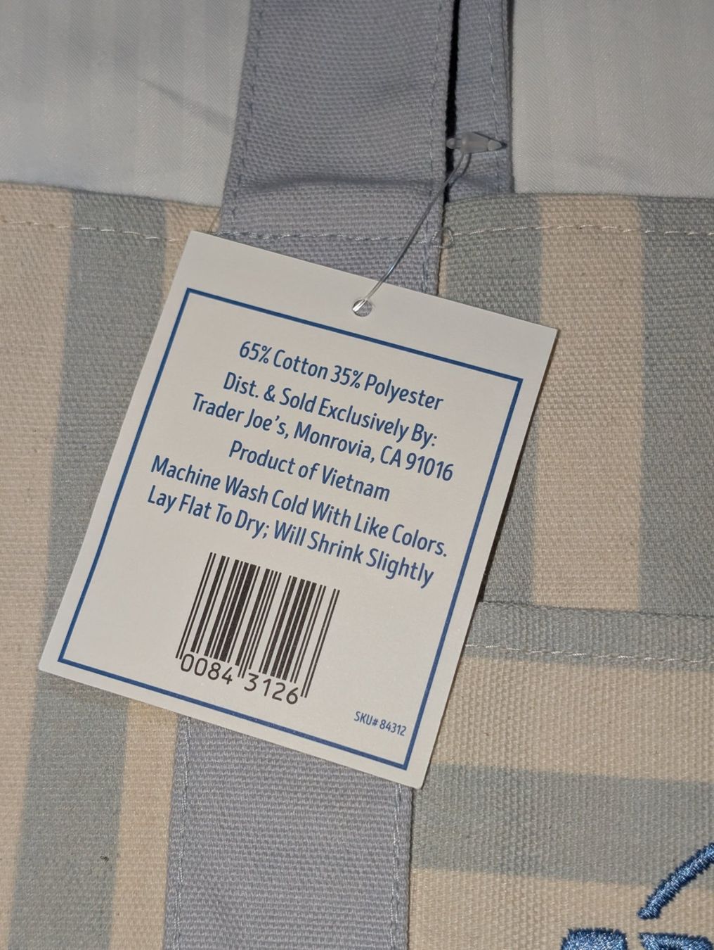 Borse: Trader Joes striped mini canvas tote bag blue – Nuovo e nell'imballaggio originale da Kloten venduto da ConaRider 1