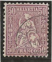 sitzende Helvetia 50Rp lila Zu#43 Mi#35 [6A1]