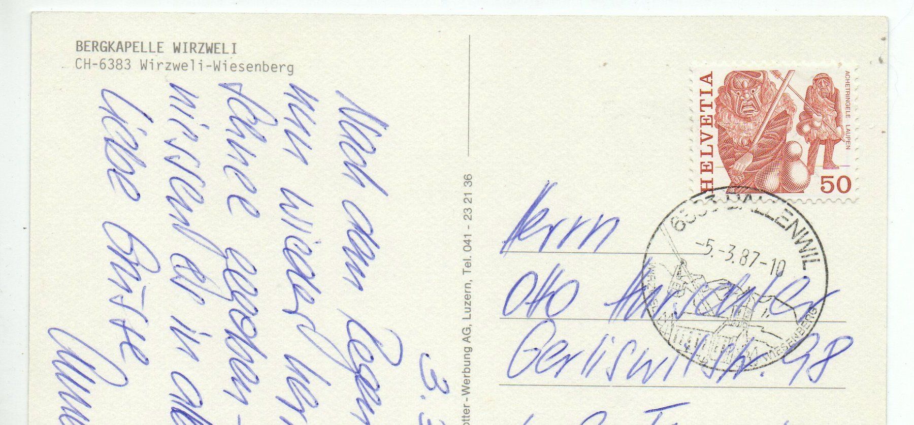 Cartoline postali: DALLENWIL Bergkapelle Wirzweli – Usato da Jona venduto da philajona 1