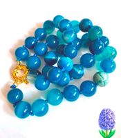 HALSKETTE STEINKETTE EDELSTEINKETTE ACHAT BLAU KEIN GLAS!