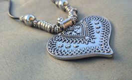 Collana ciondolo cuore argento etnico nuovo