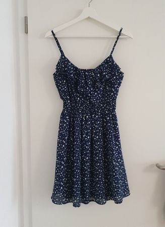 Sommerkleid Blümchen blau - 36/38, S, wie neu