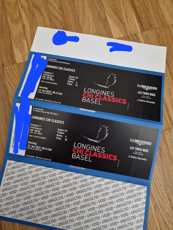 LONGINES CHI CLASSICS BASEL Sonntag 2 Tickets NP 216