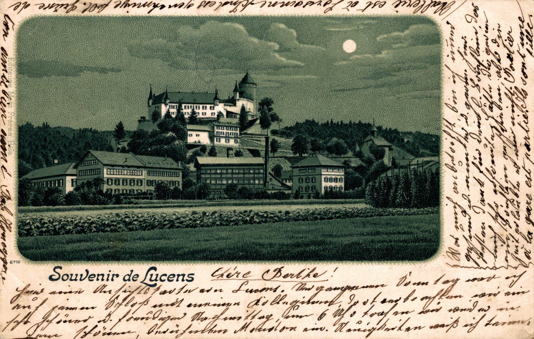 Cartoline postali: Souvenir de Lucens – Usato da Bronschhofen venduto da Astore