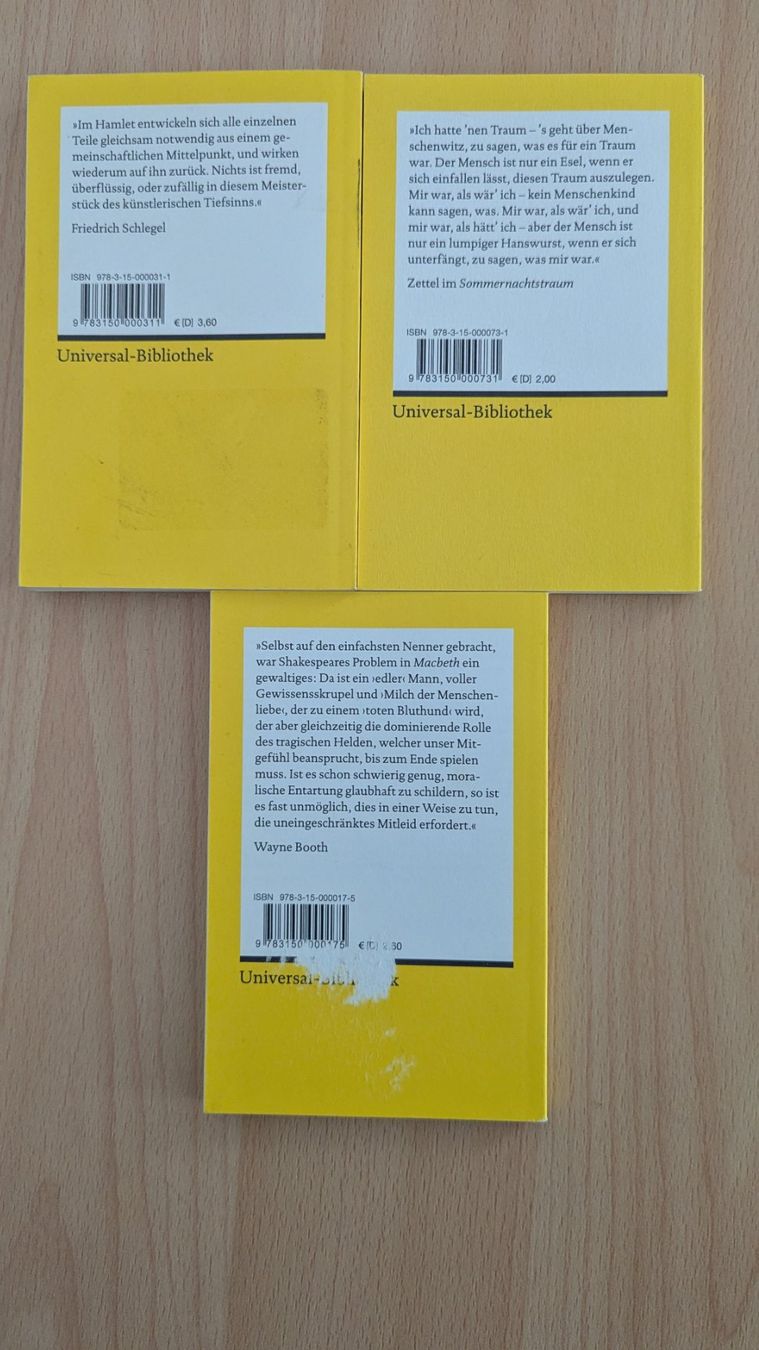 Bücher: Reclam Bundle Shakespeare – Gebraucht aus Rudolfstetten von Unaaffchen 1