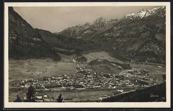 Ansichtskarten: AK Glarus, Totalansicht, 1930 – Gebraucht aus Berlin von bartko-reher