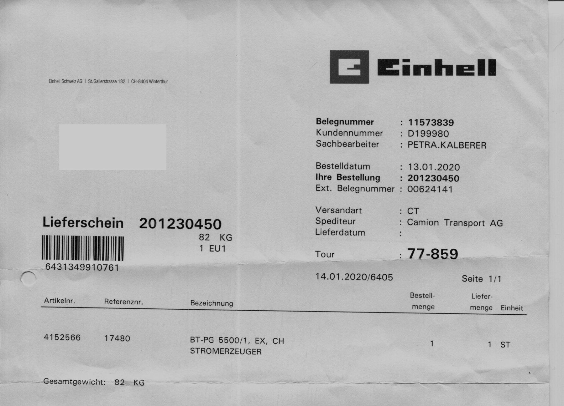 Einhell Generatori di corrente: Benzin Generator Einhell BT-PG 5500/1 – Nuovo (secondo la descrizione) da Pfäffikon ZH venduto da Eng0347 4