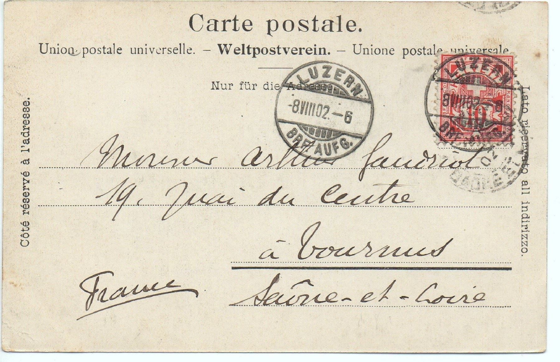 Cartoline postali: LUZERN und die Alpen 1900 – Usato da Jona venduto da philajona 1