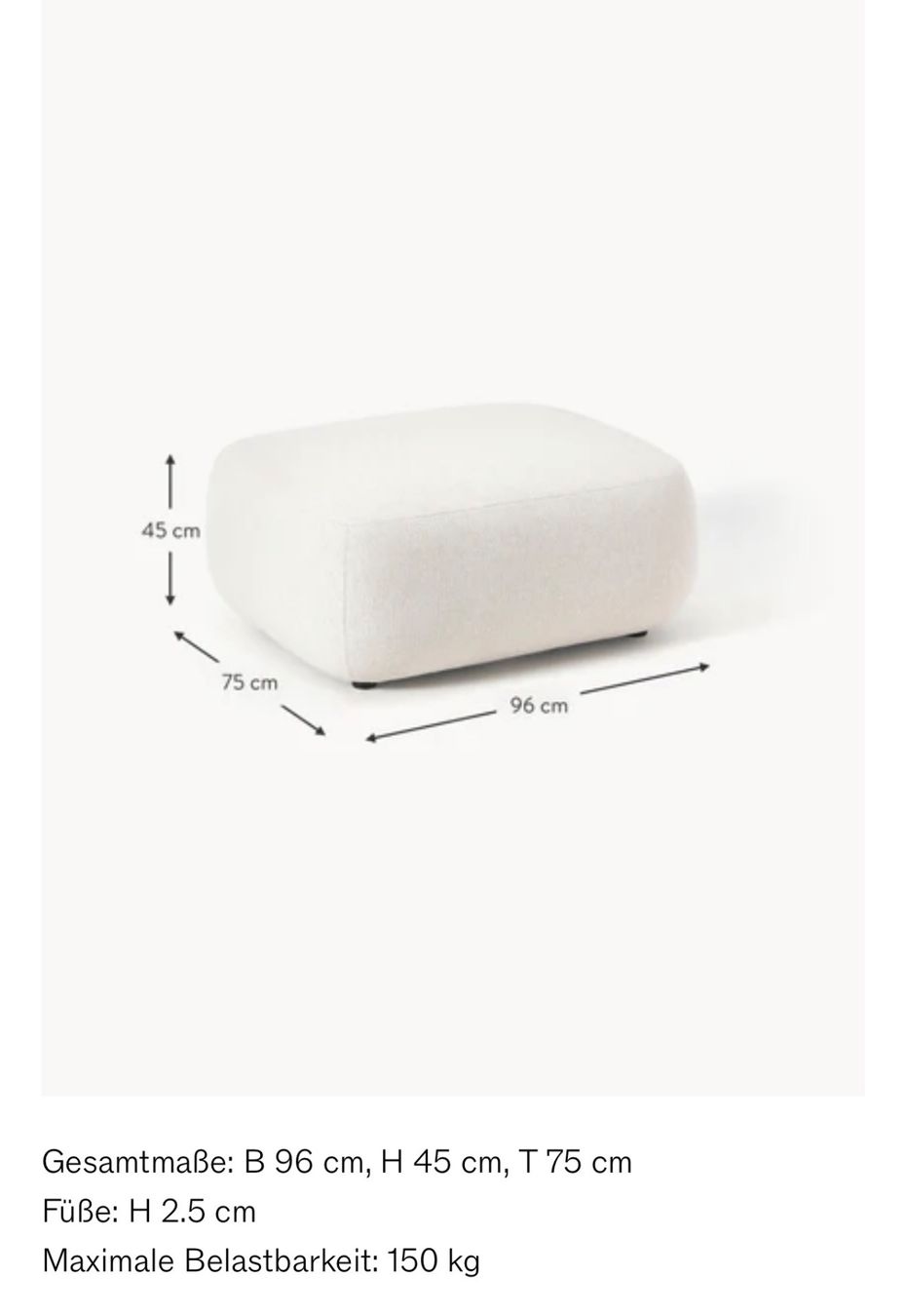 Westwing Sgabelli: Pouf / Hocker SOFIA in Cremeweiß (Westwing Collection) – Usato da Zürich venduto da sunnyytro 7
