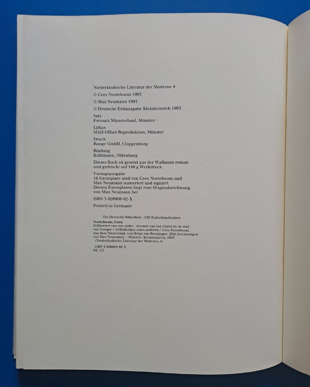 Libri: Cees Nooteboom Max Neumann: SELBSTBILDNIS EINES ANDEREN EA – Usato da Zürich venduto da archiphil 9