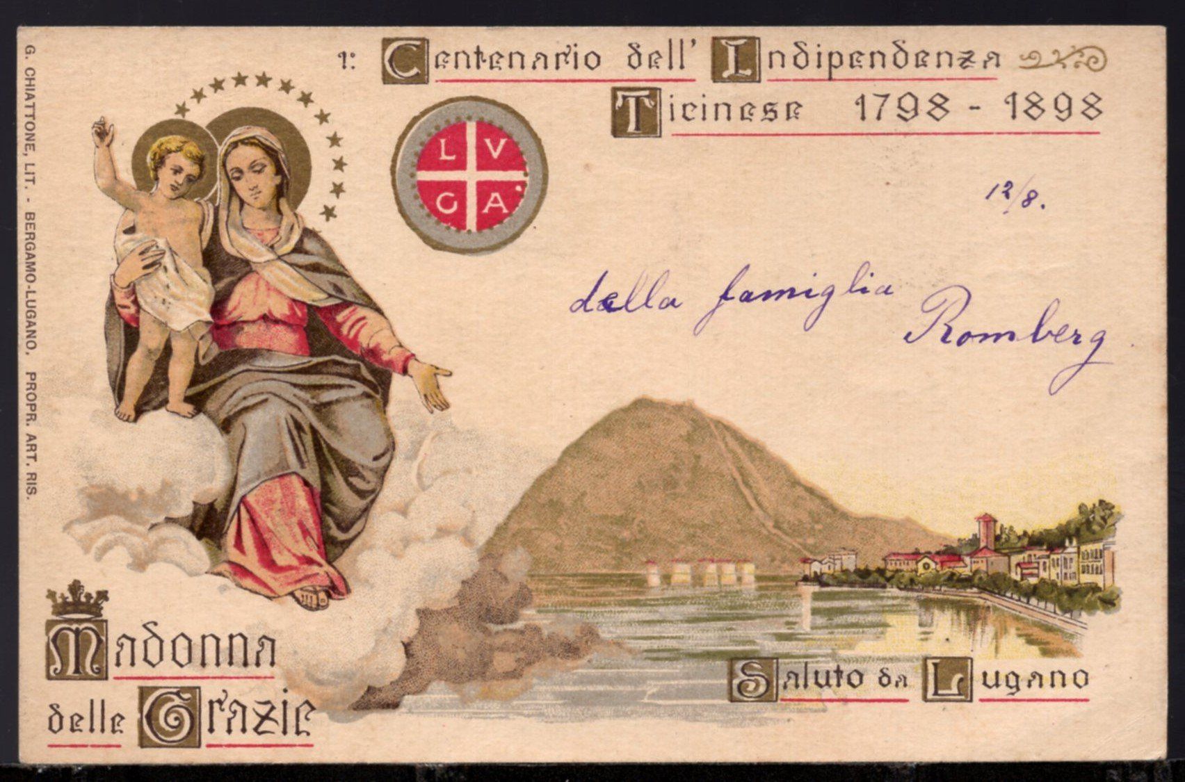 Cartes postales: Saluto  da  Lugano  1898 – D'occasion à Aarau par kufi44