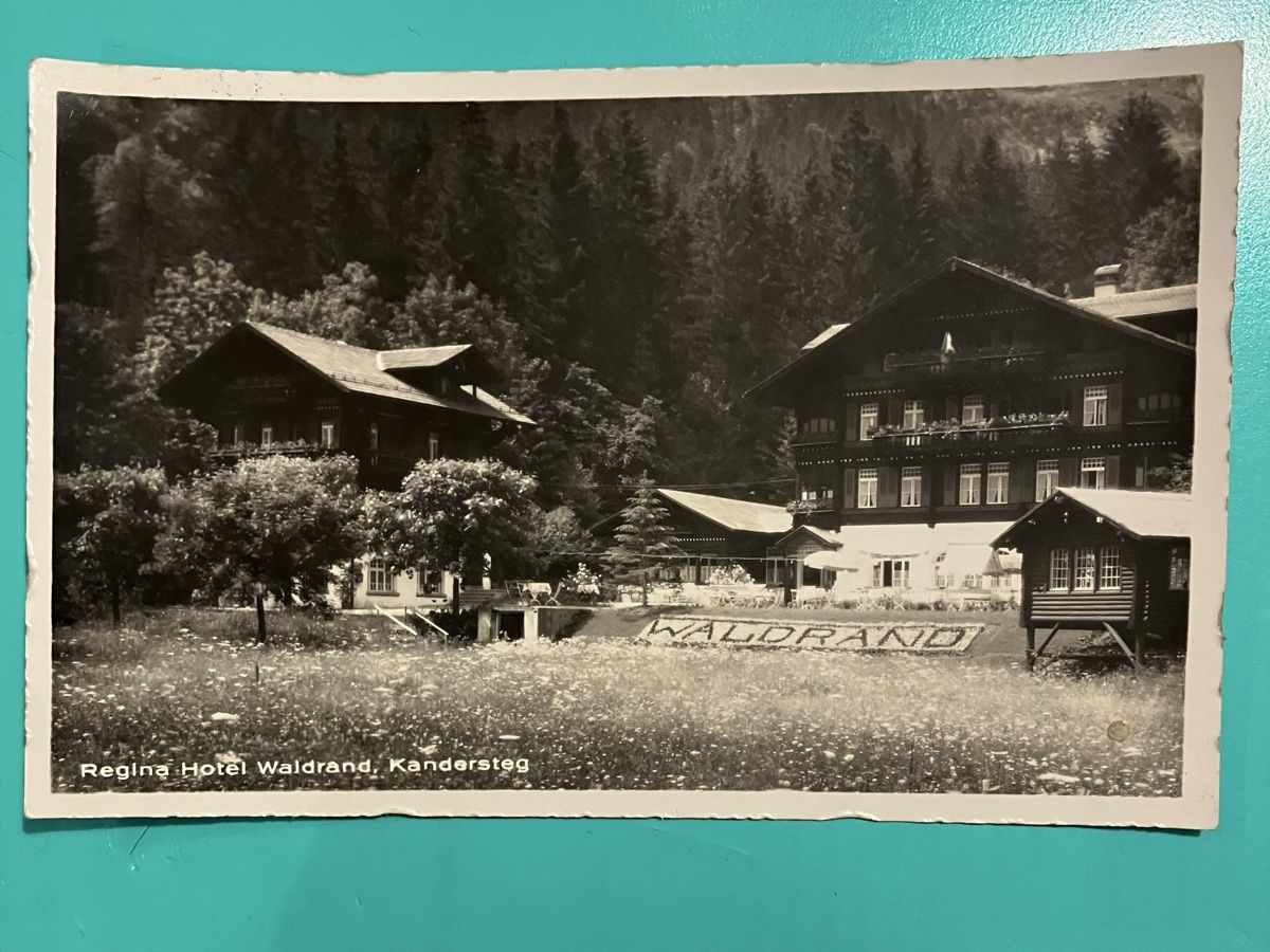 Cartoline postali: Postkarte Regina Hotel Waldrand Kandersteg  – Usato da Bauma venduto da Baumer71