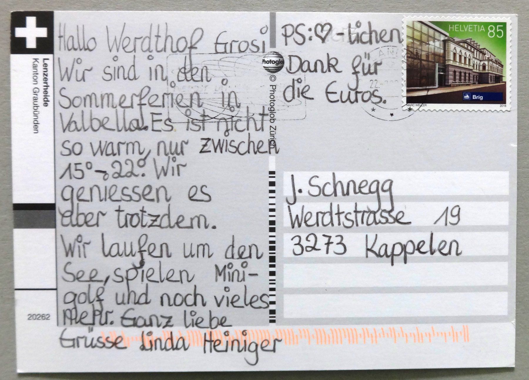 Ansichtskarten: Lenzerheide - Valbella – Gebraucht aus Fétigny von Billy2miny 1