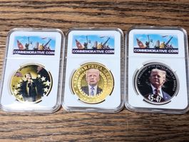 RÉPLIQUE 3 pièces commémoratives de Donald Trump