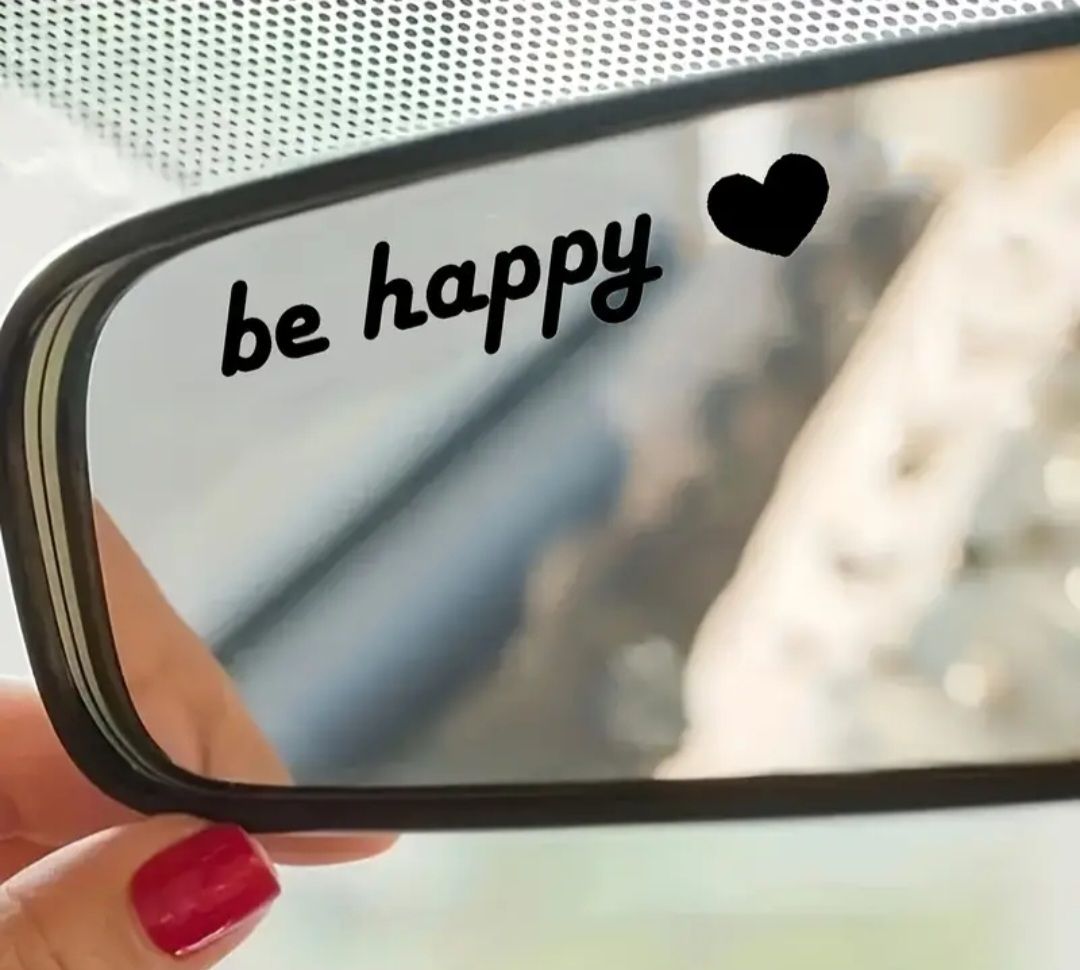 Aufkleber: Be Happy Spiegel Aufkleber – Neu und originalverpackt aus Schaffhausen von Denise-95