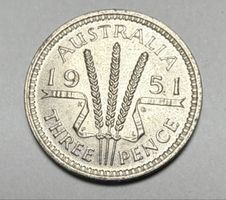 Pièce de monnaie Australie 3 Pence 1951 bon état
