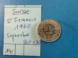 SUISSE : 2 FRANCS 1960 - SUPERBE