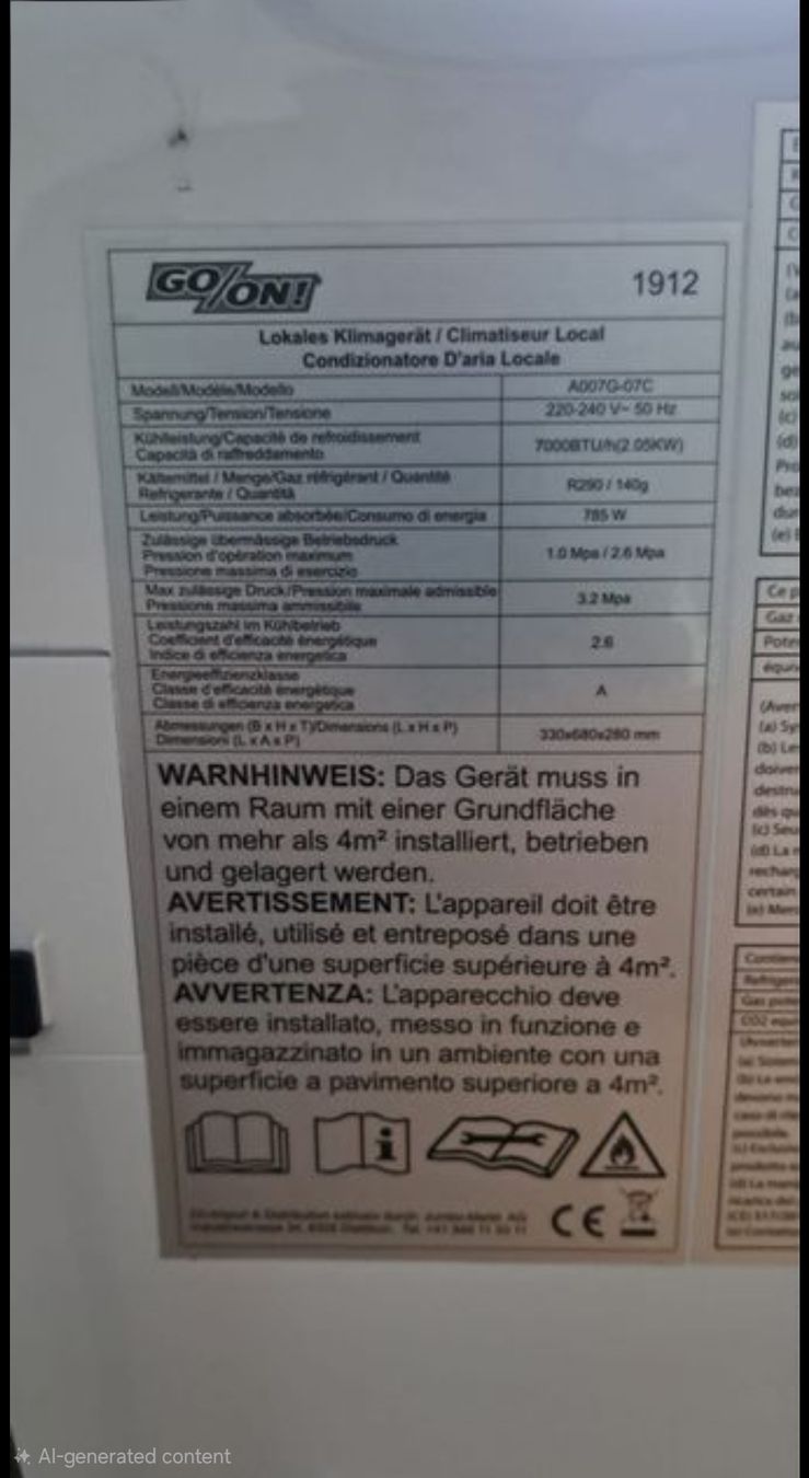 Condizionatori: Go On Klimaanlage 7000 btu – Usato da Basel venduto da Nora2020 3