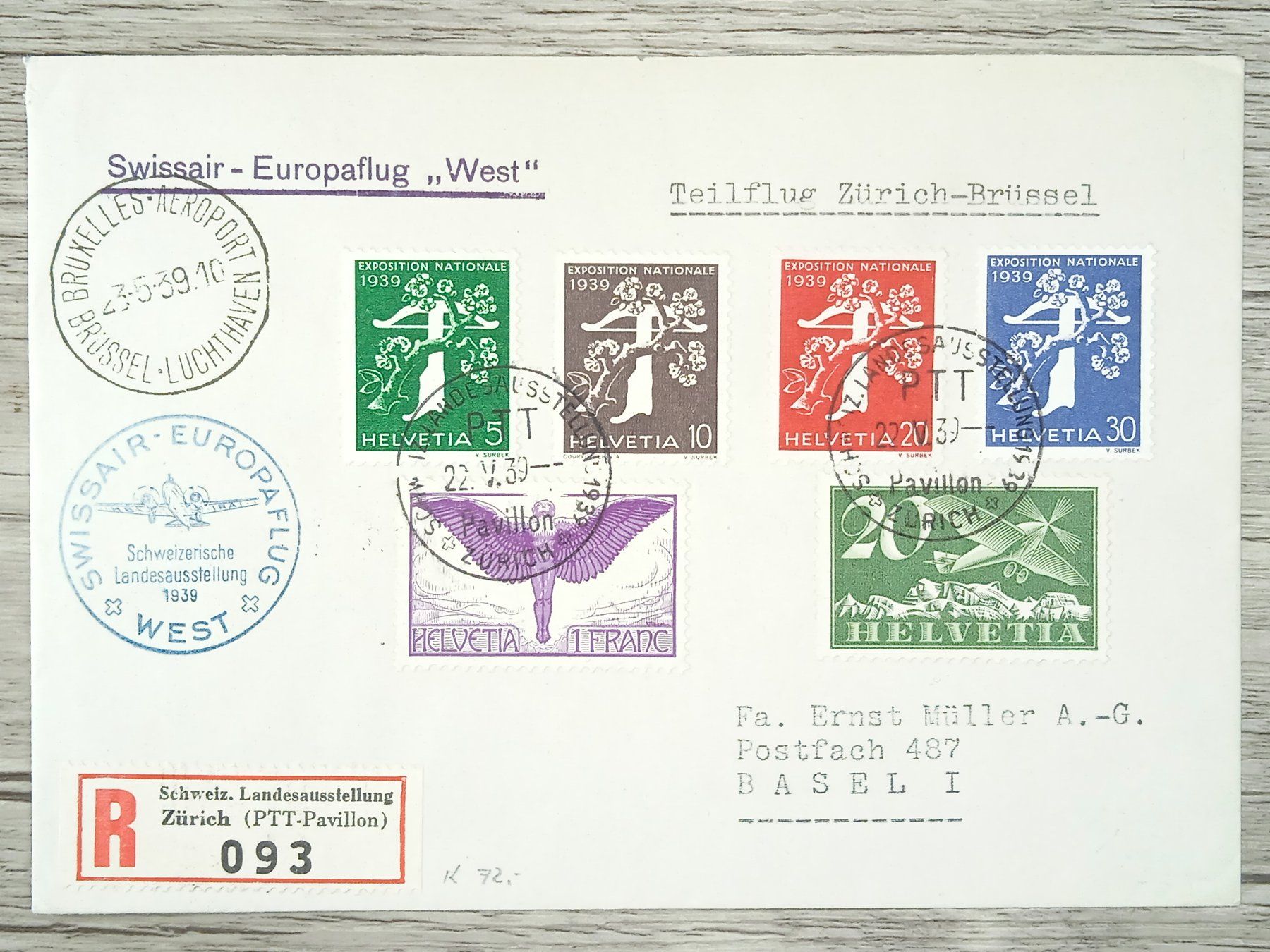 Tutti i francobolli: TR13 Enveloppe + Timbre Suisse 1939 – Usato da Cousset venduto da Patrick_Collections