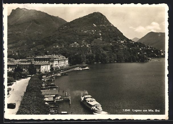 Ansichtskarten: AK Lugano, Panorama con Mte. Br, 1939 – Gebraucht aus Berlin von bartko-reher