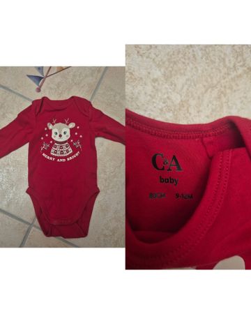 Baby Body C&A rot mit Rentier Motiv Grösse 80 cm neu