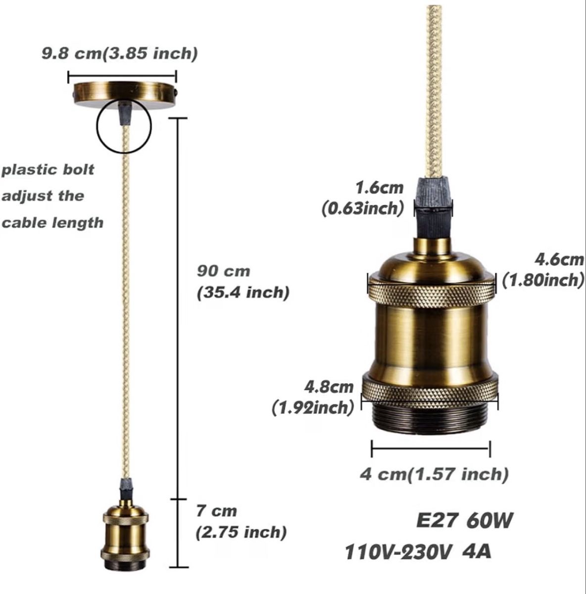 Lustres & lampes de plafonds: Ceiling Light Fitting 2 Pack E27 Vintage Style Antique Brass – Neuf avec emballage d'origine à Stallikon par RTagel 1