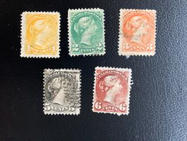 Kanada 1870 Teilsatz Königin Victoria gestempelt