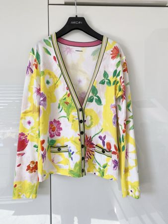 MARCCAIN Cardigan Blumenmuster gelb Gr.N4 (M)