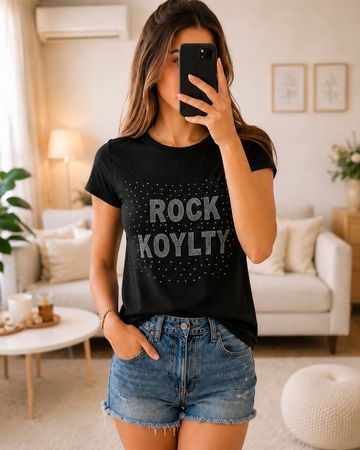 Schwarzes Damen Shirt Gr. M/L – Rock Motiv