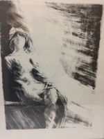 Lithographie encadrée portrait femme noir blanc