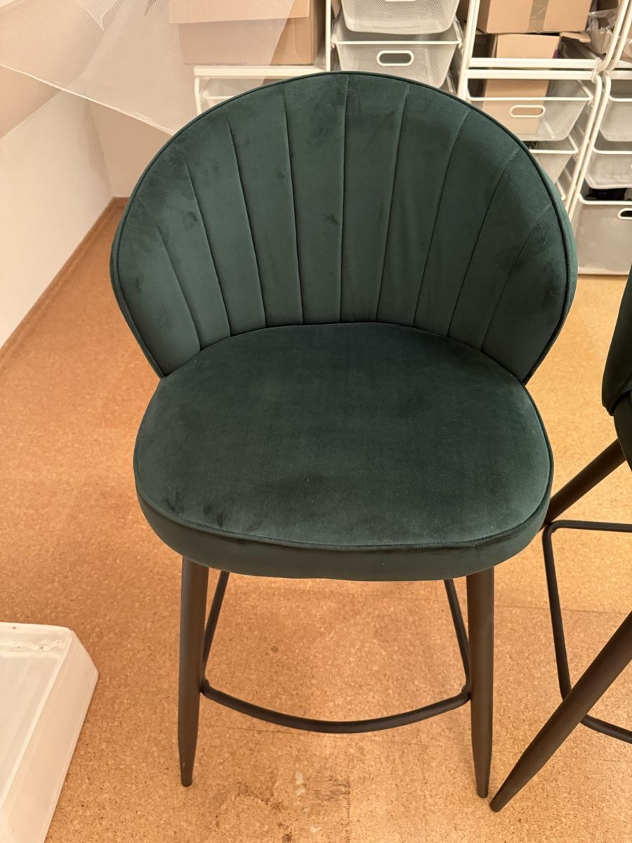Hocker: Barhocker Samt Dunkelgrün 2er Set – Neu (gemäss Beschreibung) aus Luzern von Grawp 2