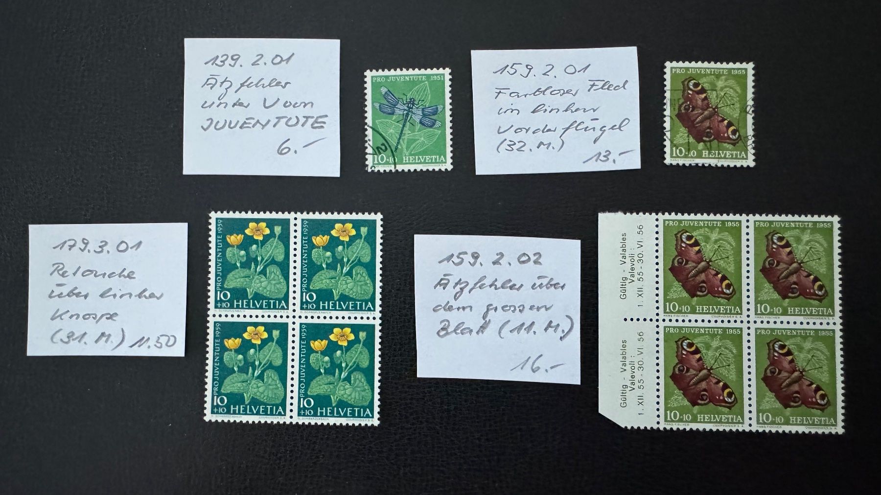 Tous les timbres: Pro Juventute, 4 Abarten, gestempelt/postfrisch – D'occasion à Stallikon par HILDECH1
