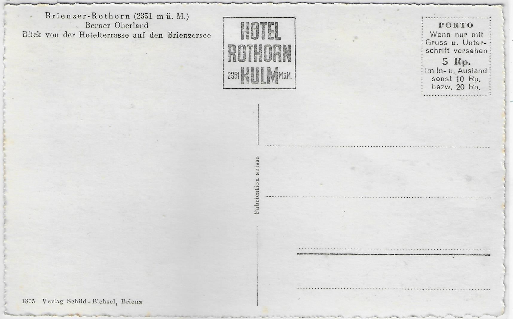 Cartoline postali: Brienzer-Rothorn - Blick von der Hotel- – Usato da Ettingen venduto da Kartenplanet 1