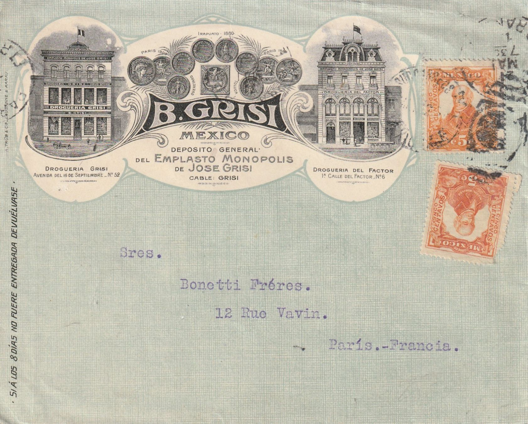 Tous les timbres: Mexico Illustrierter Brief ca. 1910 – D'occasion à Rorschacherberg par fratovi2