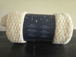 Kuscheldecke Recycling Polyester Creme 130x160 cm neu