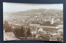 ST. GALLEN - mit neuem Bahnhof u. Post. Fotokarte ca. 1930