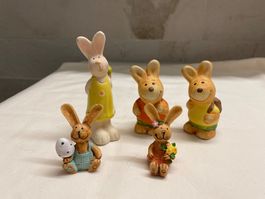 5 Cute Ceramic Easter Bunny Figures Decor