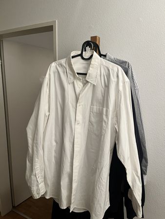 Hemd weiss, Baumwolle, oversized mit Brusttasche - Gr. L