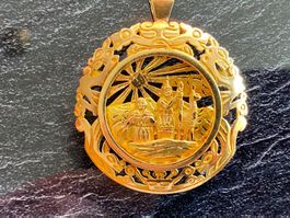 Brosche & Anhänger 18k Gold (Rot & Gelb) Inka Peru