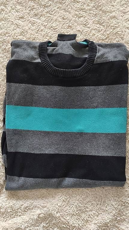 Maglioni & Felpe: Herrenpullover gestreift Gr. M schwarz/grau/türkis – Nuovo (secondo la descrizione) da Oberentfelden venduto da MrRicardolino 1