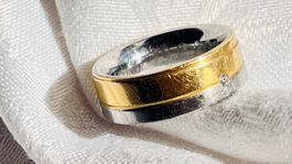 Ring Edelstahl Gold 750 Diamant 0.02 Karat gebrauchter Zusta