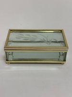 Vintage Schmuckschatulle mit Metallrahmen floralem Schliff