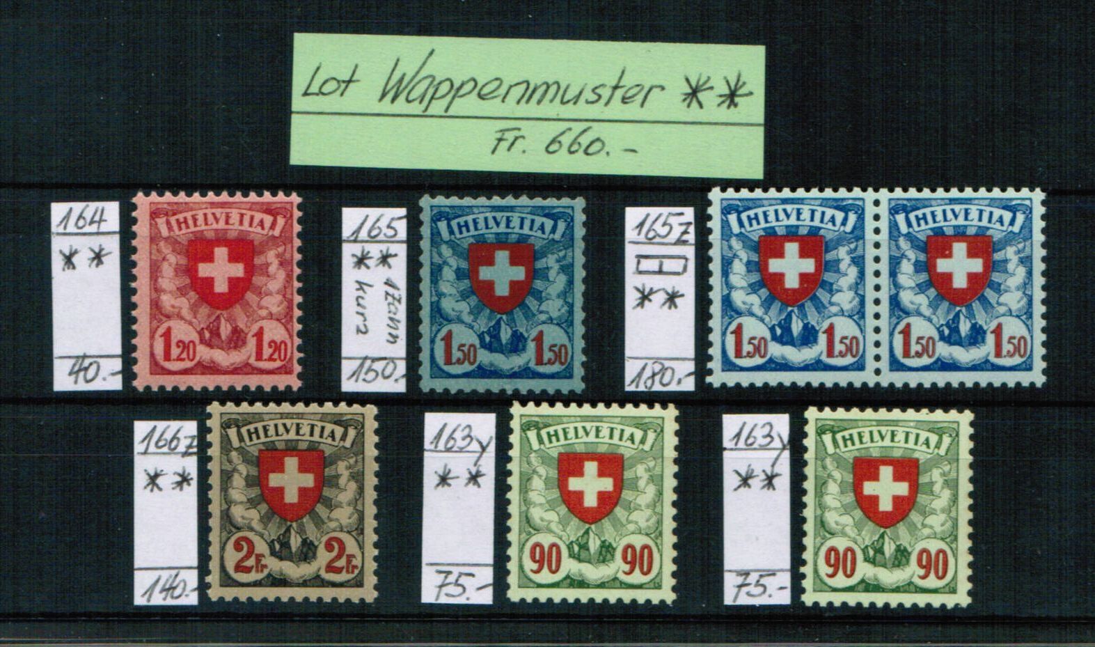Tutti i francobolli: Lot Wappenmuster ** postfrisch – Nuovo (secondo la descrizione) da Bern venduto da peri02