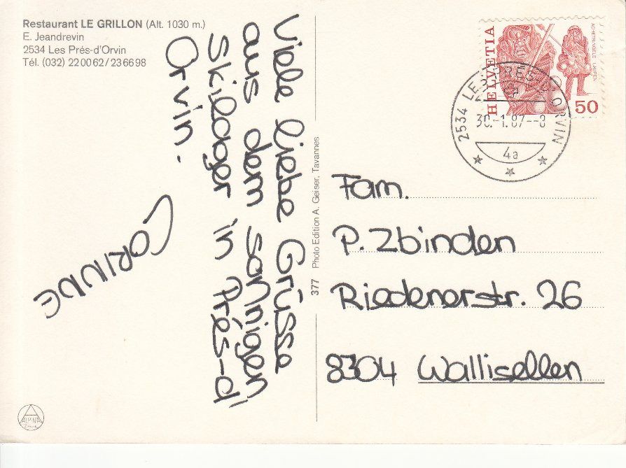 Cartoline postali: Le Grillon 1987 – Usato da Bürglen TG venduto da StampGraf 1