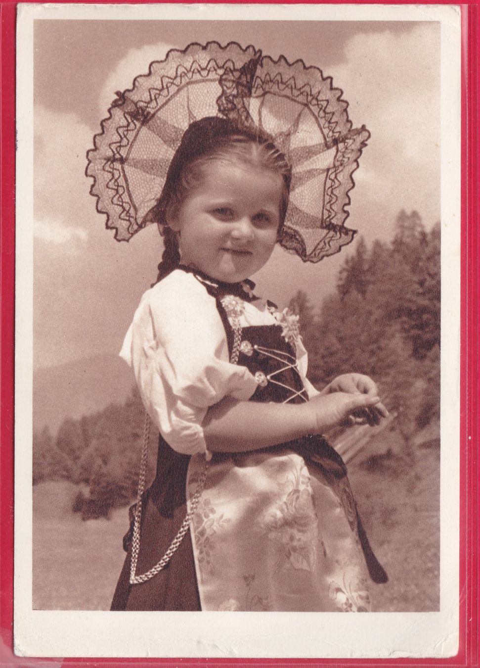 Ansichtskarten: TRACHTENMAITLI, 19.8.1953 – Gebraucht aus Oberrieden von Gebirgsstelze
