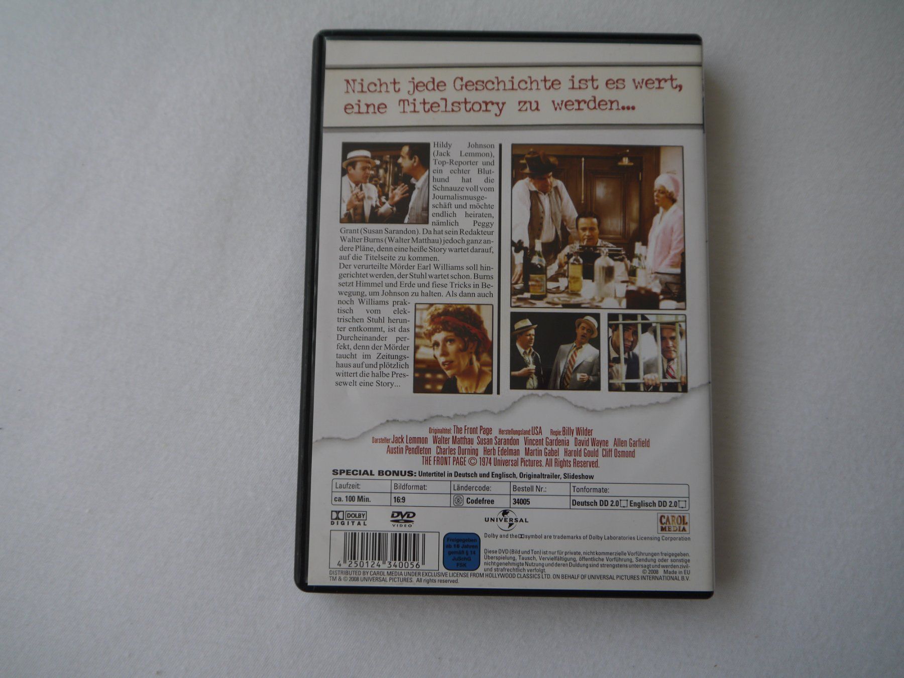 Tutti i DVDs: DAS EXTRABLATT(1974)-Jack Lemmon/Walter Matthau – Usato da Hagendorn venduto da Blaf 1