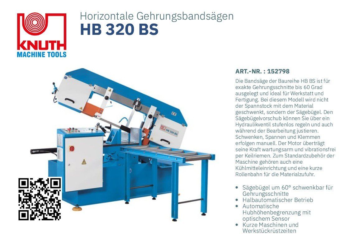 Seghe: Bandsäge Knuth HB 320 BS – Nuovo e nell'imballaggio originale da Kestenholz venduto da hstech.ch 6