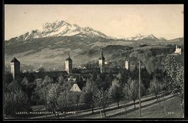 AK Luzern, Museggthürme mit Pilatus