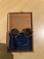Runde Sonnenbrille Metall mit Holzbox gebrauchter Zustand